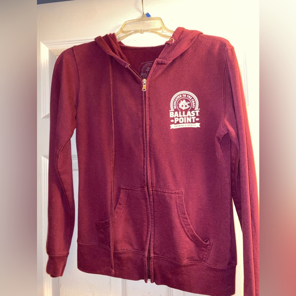 Burgundy Ballast Point zip up hoodie